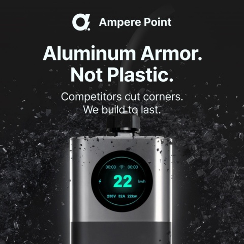 AmperePoint Q22 PRO + 2 adaptery 22 kW Type 2 - ładowarka przenośna, 7,5 m, Wi-Fi