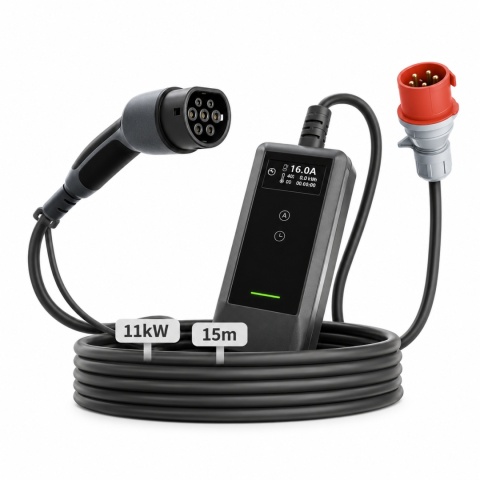 Ładowarka przenośna dé 11 kW 15 m Type 2 - CEE 16 A, Wi-Fi, Bluetooth