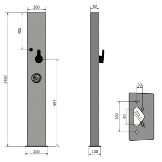 Uniwersalny szeroki słupek do wallboxa WIDE 146 x 20 cm z uchwytem na kabel - czarny